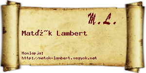 Matók Lambert névjegykártya